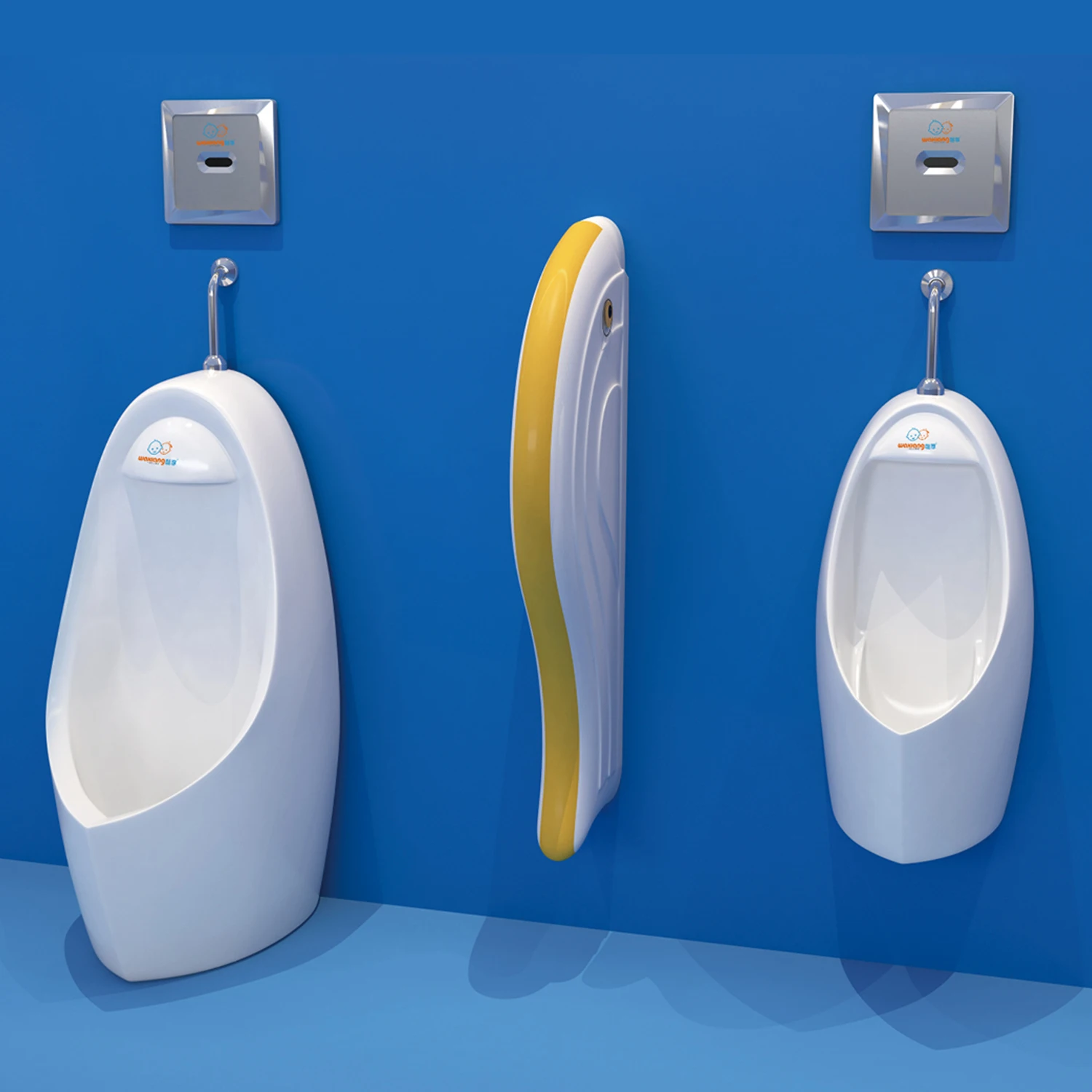 freestanding urinal for children, child size wall hung urinal WE-9024 and floor-mounted children urinal WE-9023