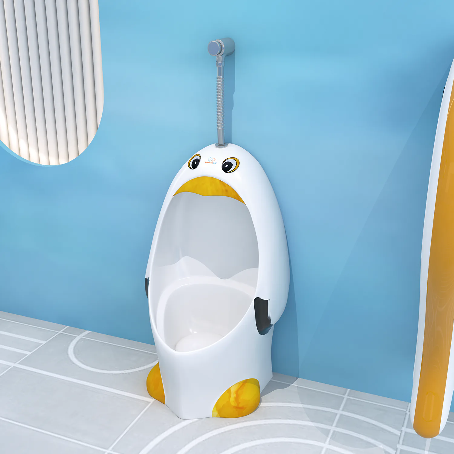 Unique colorful penguin design porcelain small urinal, premium ceramic children urinal made from meilong ceramics company