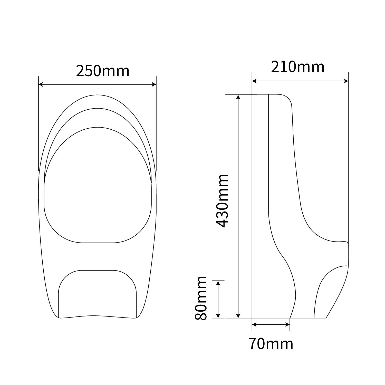 dimension figure of children urinal WE-9033