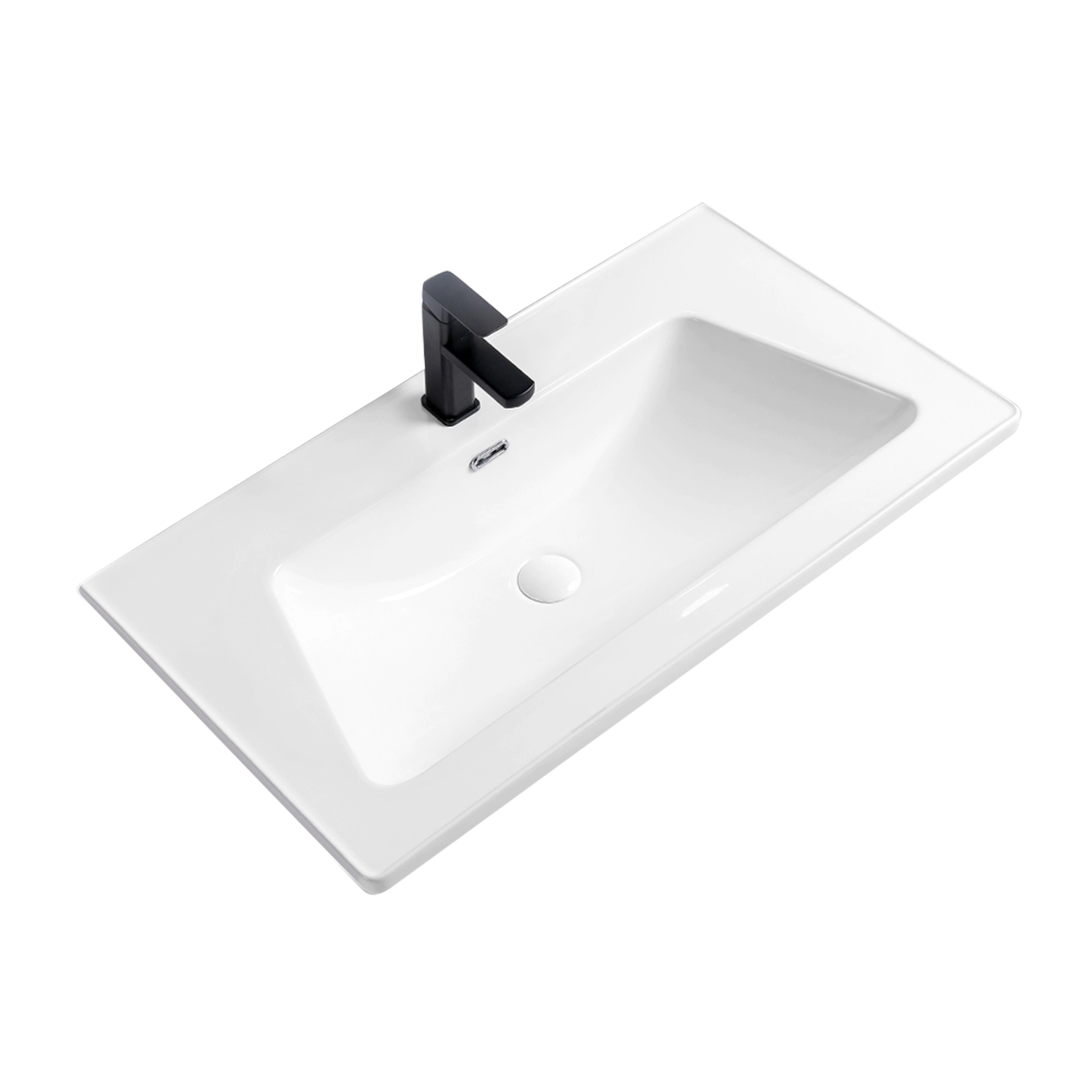 35-inch ceramic vanity top 90 cm vanity sink, single bathroom vanity top in white with sink